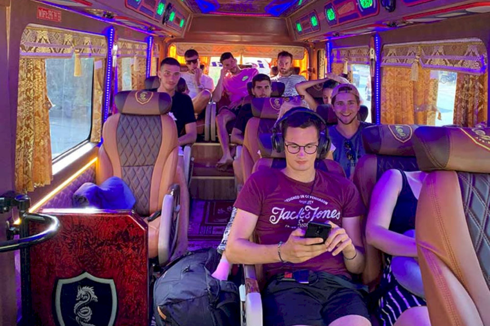 The limousine offers comfortable seats and many amenities
